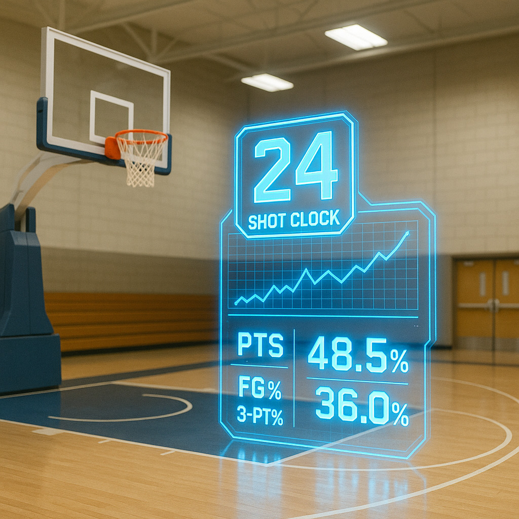 Augmented shot clock with AI coaching display