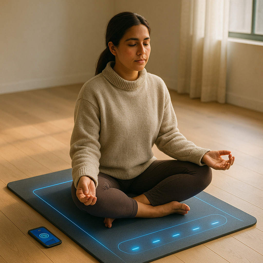 Smart yoga mat with LED guidance system